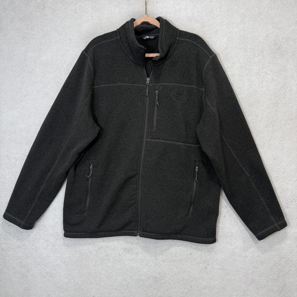 The North Face Jacket Mens 2XL Gray Fleece Full Zip Pockets Outdoor Hiking
